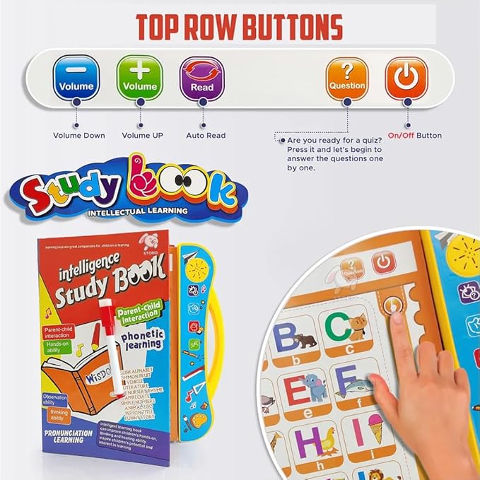 Intelligence Book Sound Book for Children, English Letters & Words Learning Book, Fun Educational Toys. Activities with Numbers, Shapes Learning Book for Toddlers